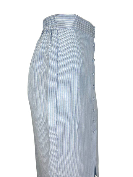 DL1961 Women's Blue Stripe Front Button Midi Skirt #8748 NWT