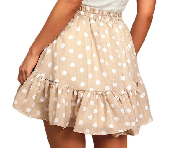 TOBY HEART GINGER Women's Beige Polka Dot Lulu A-Line Skirt #T1089 NWT