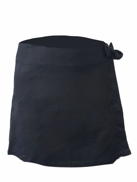 ST. ROCHE Women's Black Organic Linen Maude Mini Skirt #S1521 NWT