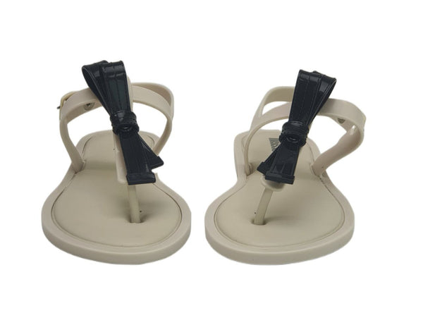 MELISSA Girl's Beige Black Slim Sandal #32399 5 NWT