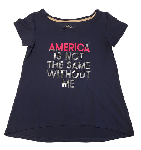 AMERICA IS NOT THE SAME WITHOUT ME Women's Blue Slimming Star Top NEW