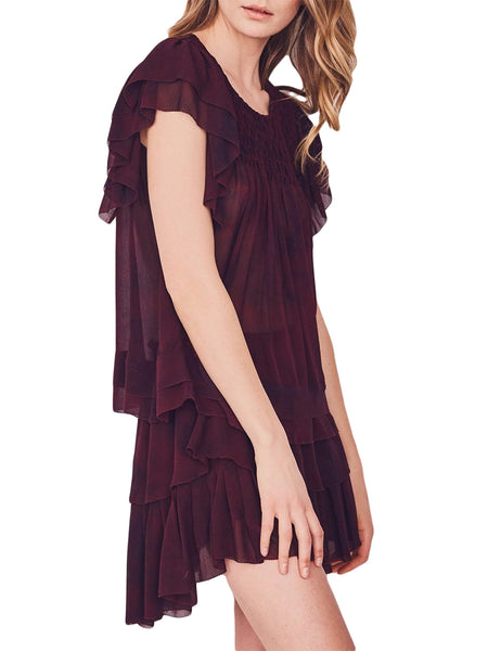 LOVESHACKFANCY Women's Lt Eggplant Smocked Marie Top $275 NWT