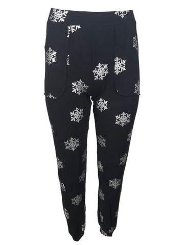 TEREZ Women's Black Snowflake Foil Pants #11217775 NWT