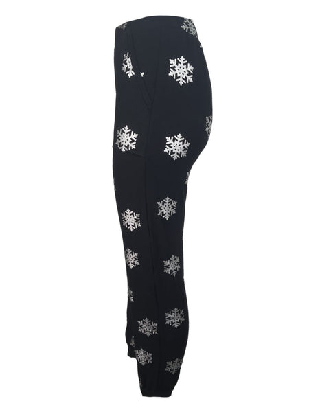 TEREZ Women's Black Snowflake Foil Pants #11217775 NWT