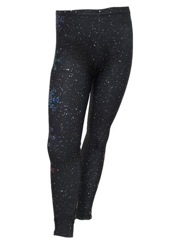 TEREZ Girl's Black Glitter Snowflake Leggings #4018564 11 Years NWT