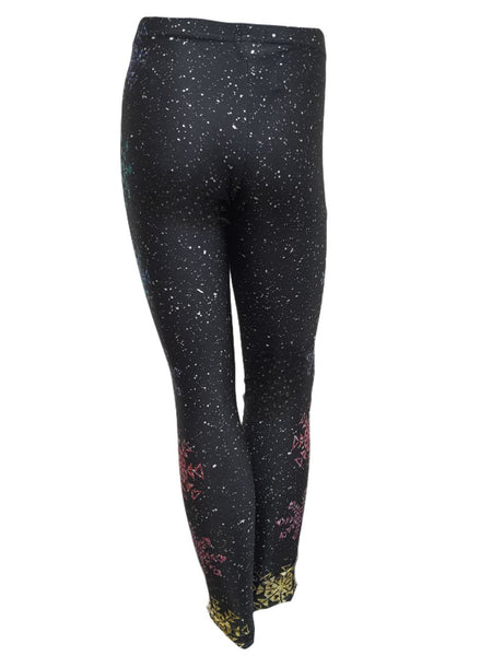 TEREZ Girl's Black Glitter Snowflake Leggings #4018564 11 Years NWT