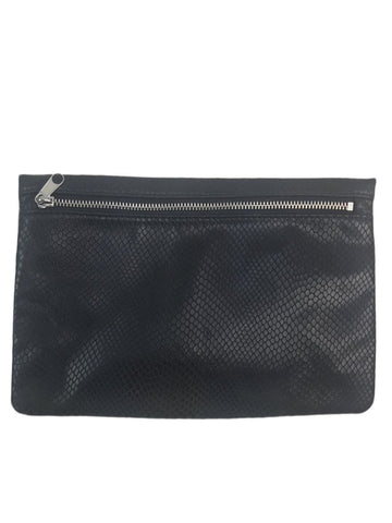 URGE Women's Black Leather Zip Closure Clutch Bag #BG2 One Size NWOT