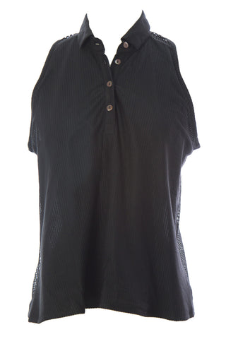 SURFACE TO AIR Women's Sophi Black Pinstripe Sleeveless Collar Top $225 NEW