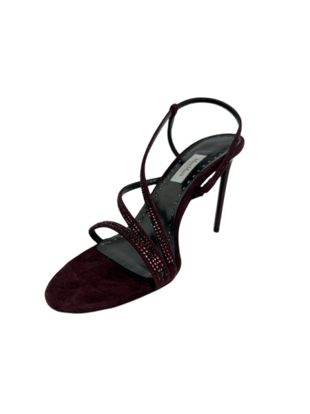 Max Mara Women's Wine Stade Beaded Open Toe Sandals Size 7 NWT