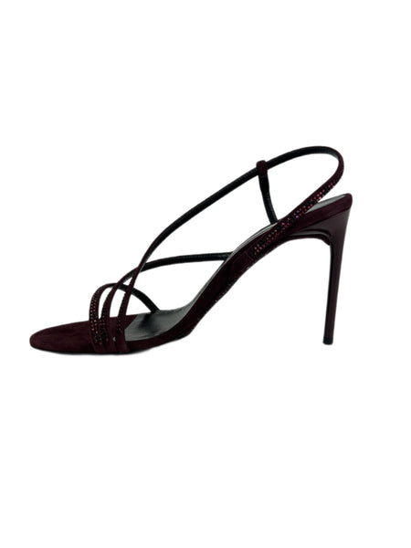 Max Mara Women's Wine Stade Beaded Open Toe Sandals Size 7 NWT