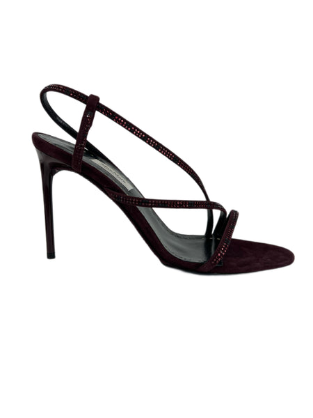 Max Mara Women's Wine Stade Beaded Open Toe Sandals Size 7 NWT