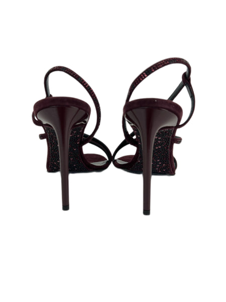 Max Mara Women's Wine Stade Beaded Open Toe Sandals Size 7 NWT