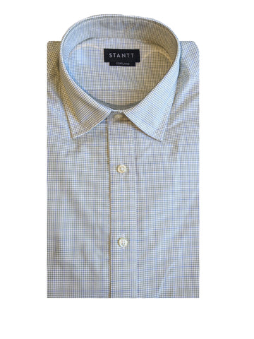 STANTT Kelly Green Grid Check Business Casual Shirt Corland Fit 15.5- 30