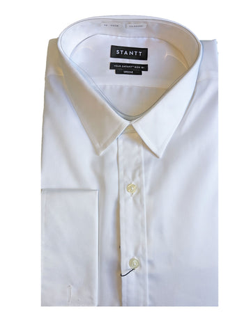 STANTT White Twill Business Casual French Cuff Shirt Greene Fit 19- 33/34