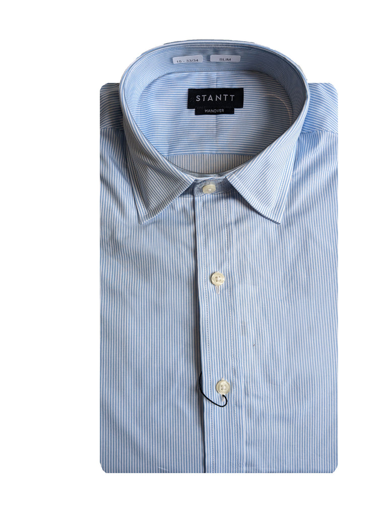 STANTT Light Blue Bengal Stripe Business Casual Shirt Hanover Fit 15-33/34
