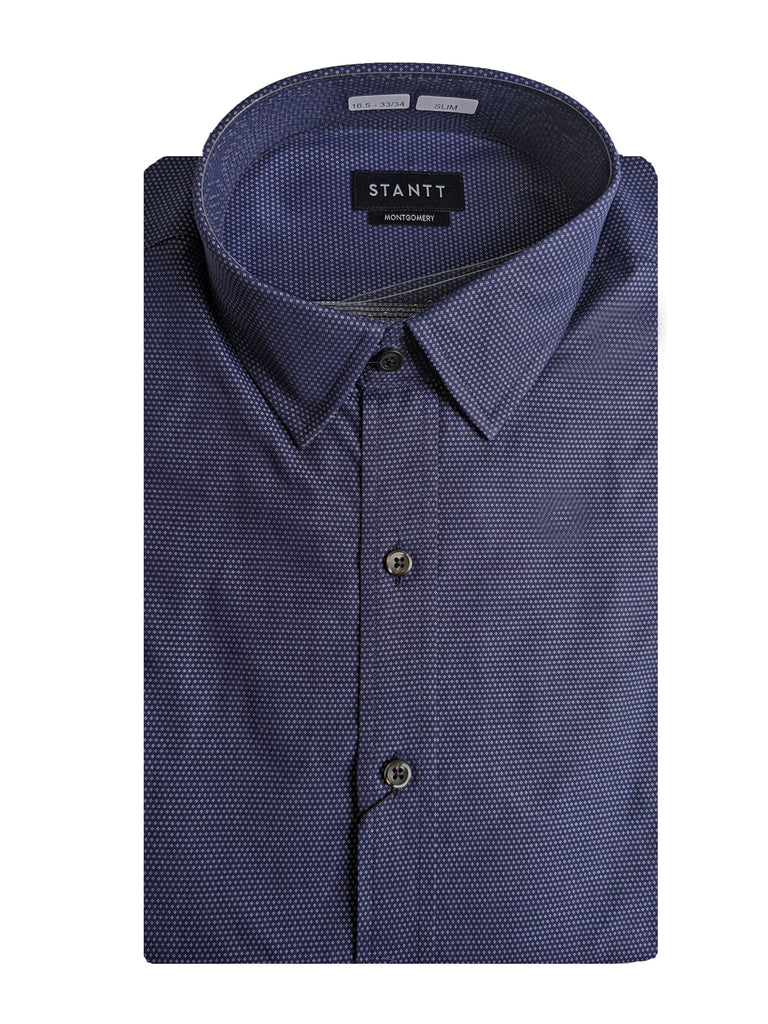STANTT Navy Mini Diamond Dot Business Casual Shirt Montgomery Fit 16.5-33/34