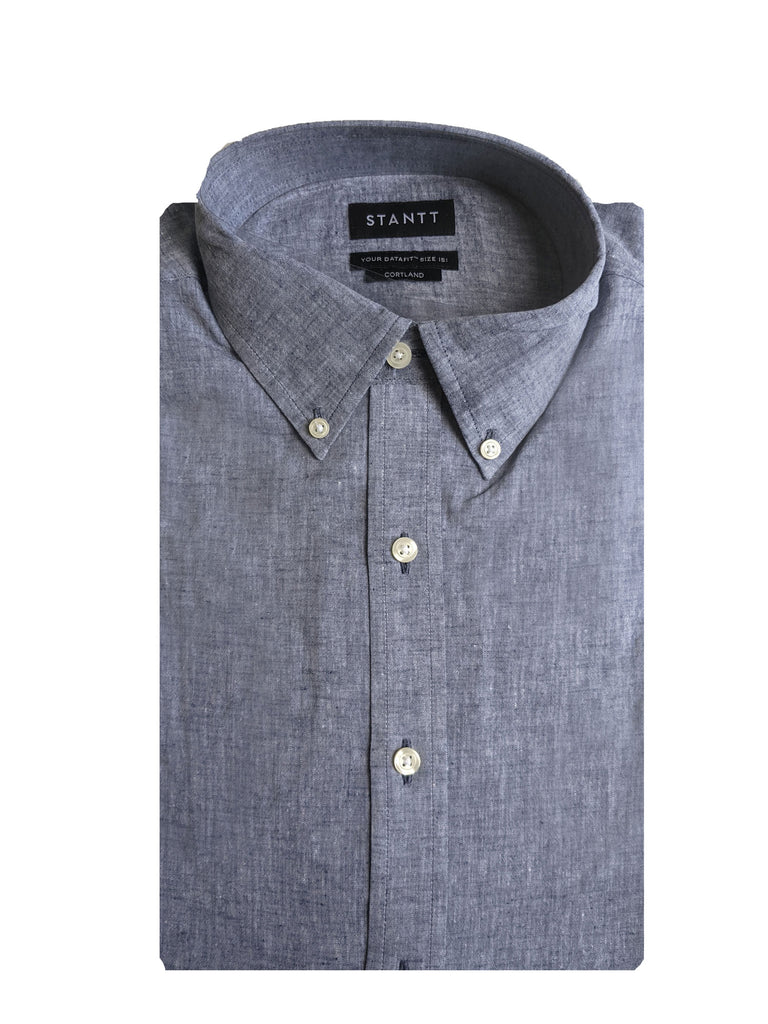 STANTT  Blue Chambray  Casual Button Up Shirt Cortland Fit 15-30 NWT