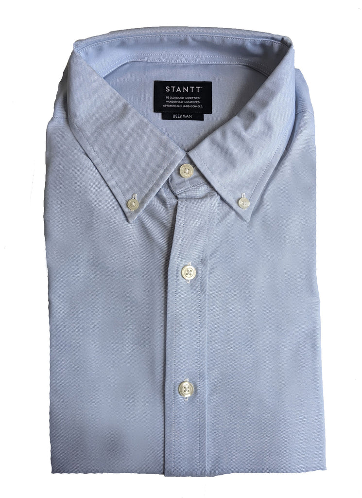 STANTT Light Blue Oxford Weave Casual Button Up Shirt Beekman Fit NWT
