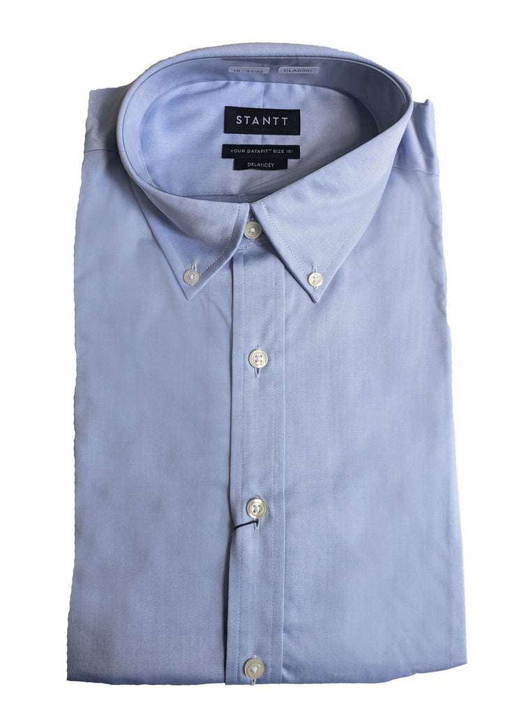 STANTT Light Blue Wrinkle Resistant Twill Casual Button Up Shirt Delancey Fit
