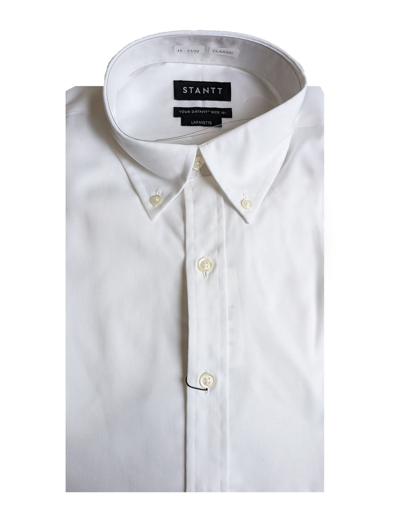 STANTT White Pinpoint Oxford Casual Button Up Shirt Lafayette Fit 15- 31/32