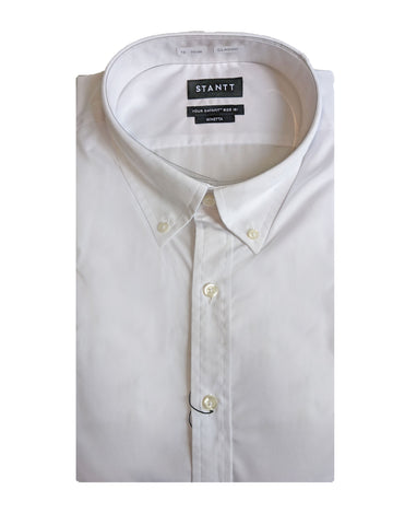 STANTT White Poplin Casual Button Up Shirt Mineta Fit 19 - 35/36 Classic