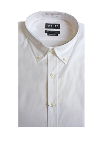 STANTT White Wrinkle Resistant Oxford Casual Shirt Montgomery Fit 16.5-33/34