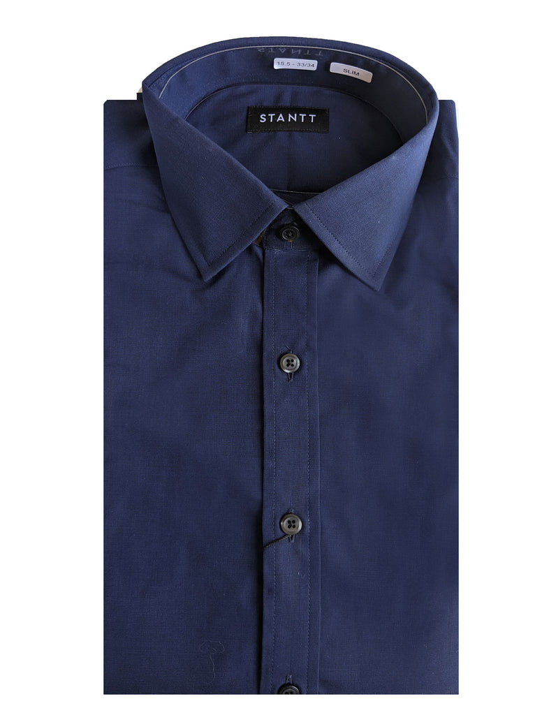 STANTT Men's Navy End on End Mod Spread Button Up Shirt Stanton Fit NWT