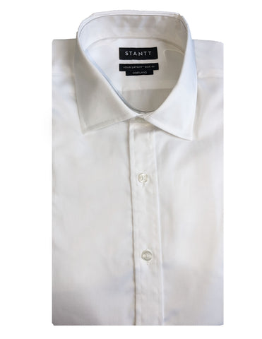 STANTT White Fine Twill Mod Spread Button Up Shirt Cortland Fit 15.5-30