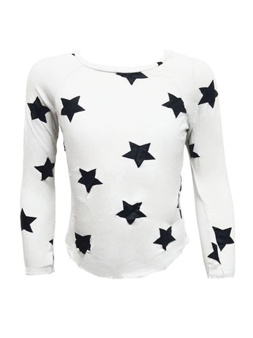 TEREZ Girl's White Stars Long Sleeve Shirt #11297762 NWT