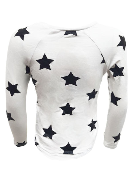 TEREZ Girl's White Stars Long Sleeve Shirt #11297762 NWT