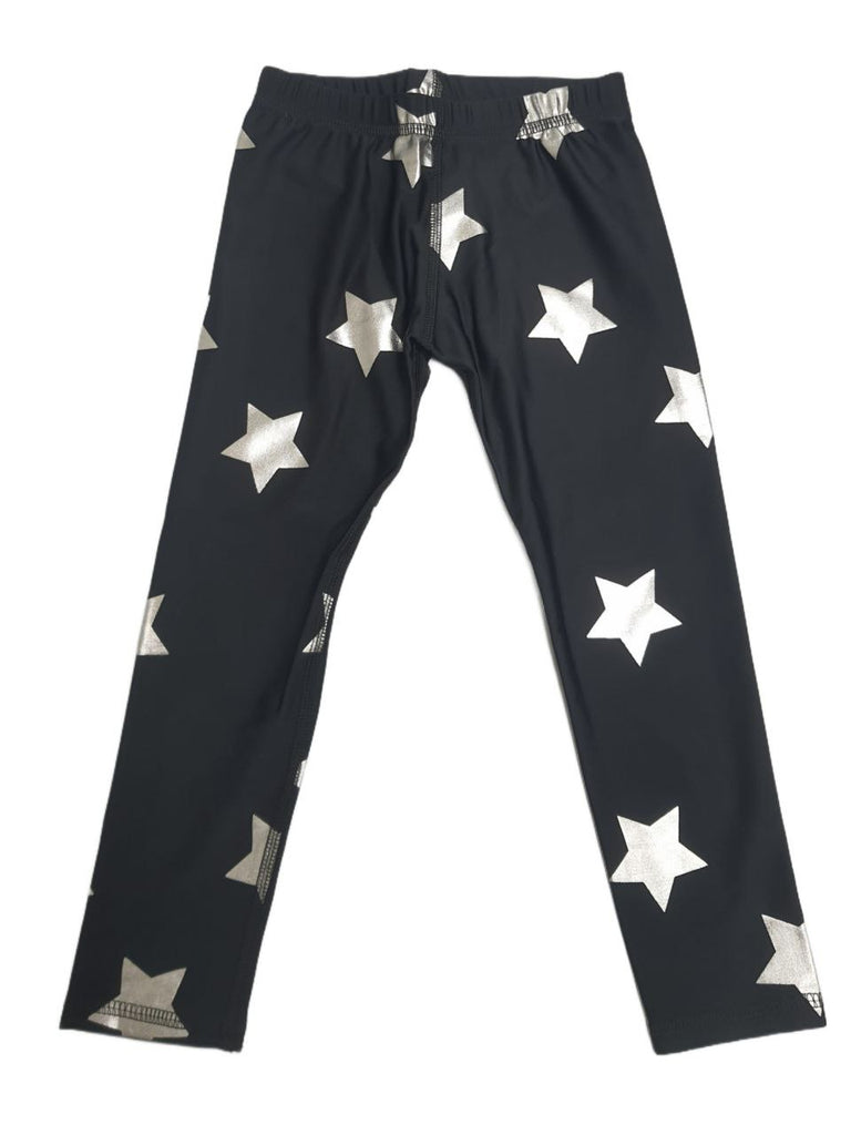 TEREZ Girl's Black Stars Foil Leggings #33177774 5 Years NWT