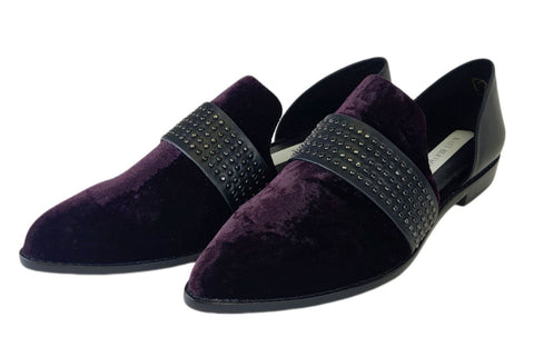 MATT BERNSON Women's Purple Velvet Sterling Stud Loafers #MB130 9.5 NWB