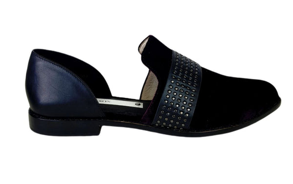 MATT BERNSON Women's Purple Velvet Sterling Stud Loafers #MB130 9.5 NWB