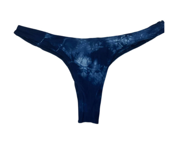Frankies Women's Tie Die Blue Sunny Thong Swim Bottom Size L NWT