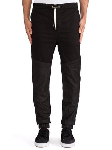 ZANEROBE Men's Black Leather Track Sureshot Jogger Pants $299 NWT