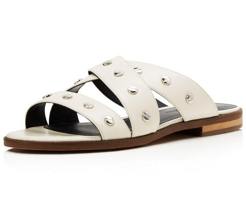 REBECCA MINKOFF Women's Susie Antique White Leather Slides Sz 7 $125 NIB