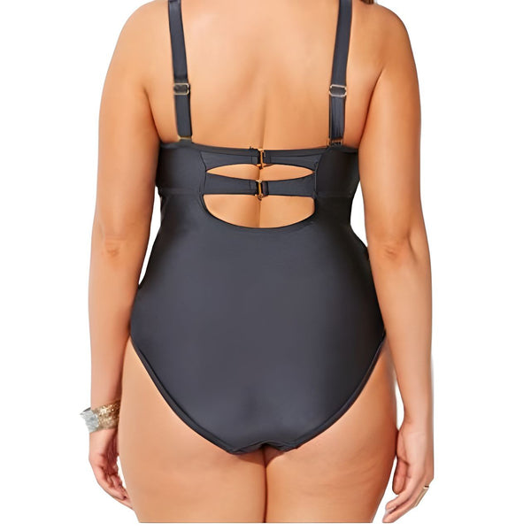 GABIFRESH x SWIMSUITS FOR ALL Women's Grey One Piece Swimsuit #0874 22D/DD NWT