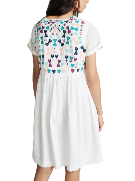 ROBERTA ROLLER RABBIT Women's White/Coral Sylvie Dress $145 NEW