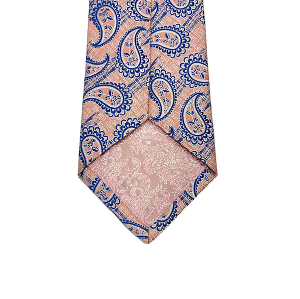 Turnbull & Asser Jacquard Paisley Printed Silk Neck Tie TAA2357 Pink/Navy