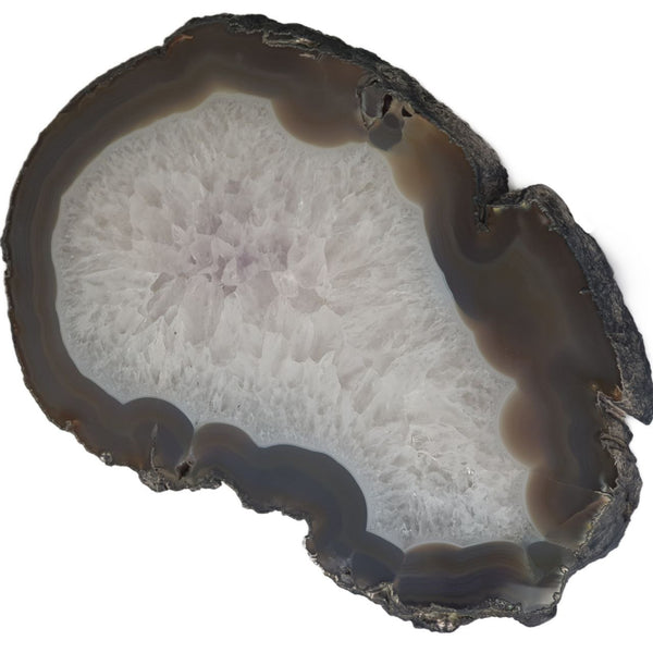 RABLABS Clear And Silver Agate Natural Stone Platter #TR001 NWOB