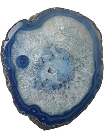 RABLABS Azure And Silver Agate Natural Stone Platter #TR003 NWB