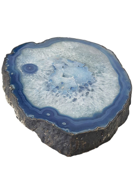 RABLABS Azure And Silver Agate Natural Stone Platter #TR003 NWB