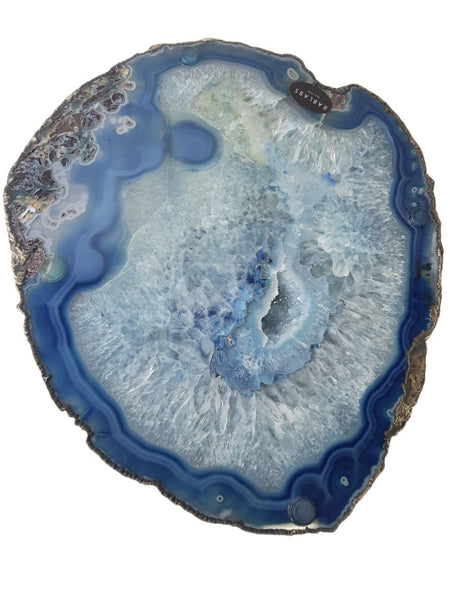 RABLABS Azure And Silver Agate Natural Stone Platter #TR003 NWB