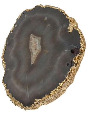 RABLABS Midnight And Gold Agate Natural Stone Platter #TR006 NWB