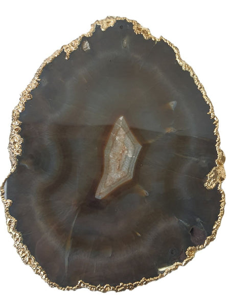 RABLABS Midnight And Gold Agate Natural Stone Platter #TR006 NWB