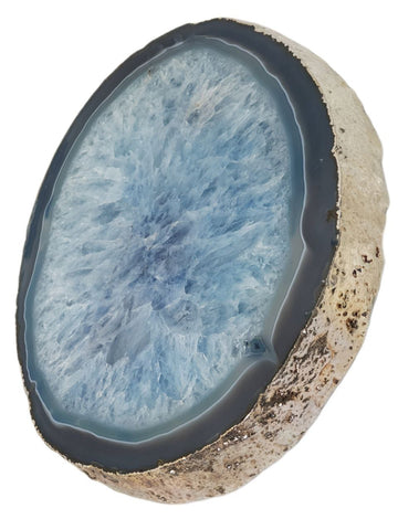 RABLABS Blue Travessa Agate With Silver Natural Stone Platter #Trvs1 NWB