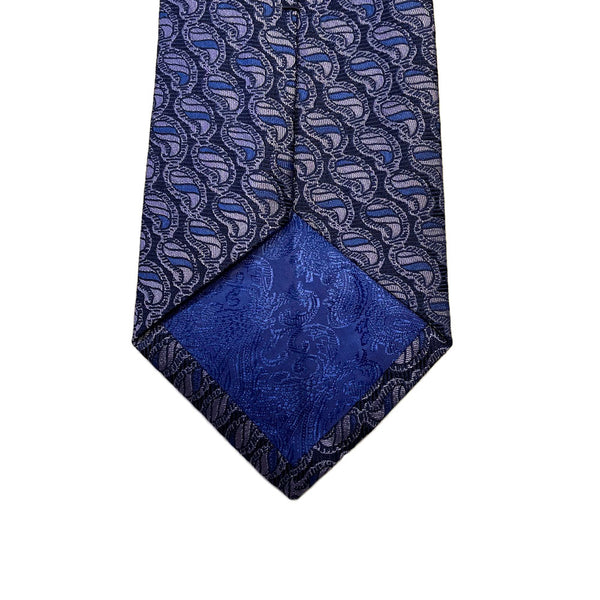 Turnbull & Asser Jacquard Paisley Printed Silk Neck Tie TY2040, Navy/Purple