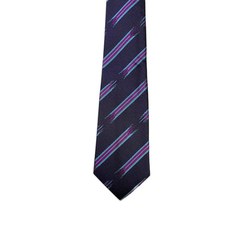Turnbull & Asser Jacquard Stripe Printed Silk Neck Tie TY2090, Purple/Turquoise