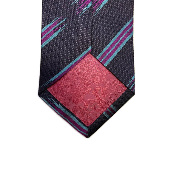 Turnbull & Asser Jacquard Stripe Printed Silk Neck Tie TY2090, Purple/Turquoise
