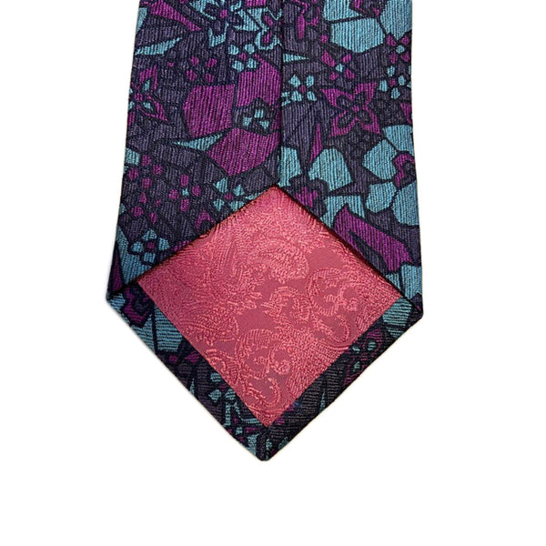 Turnbull & Asser Jacquard Floral Printed Silk Neck Tie TY2110, Purple/Turquoise